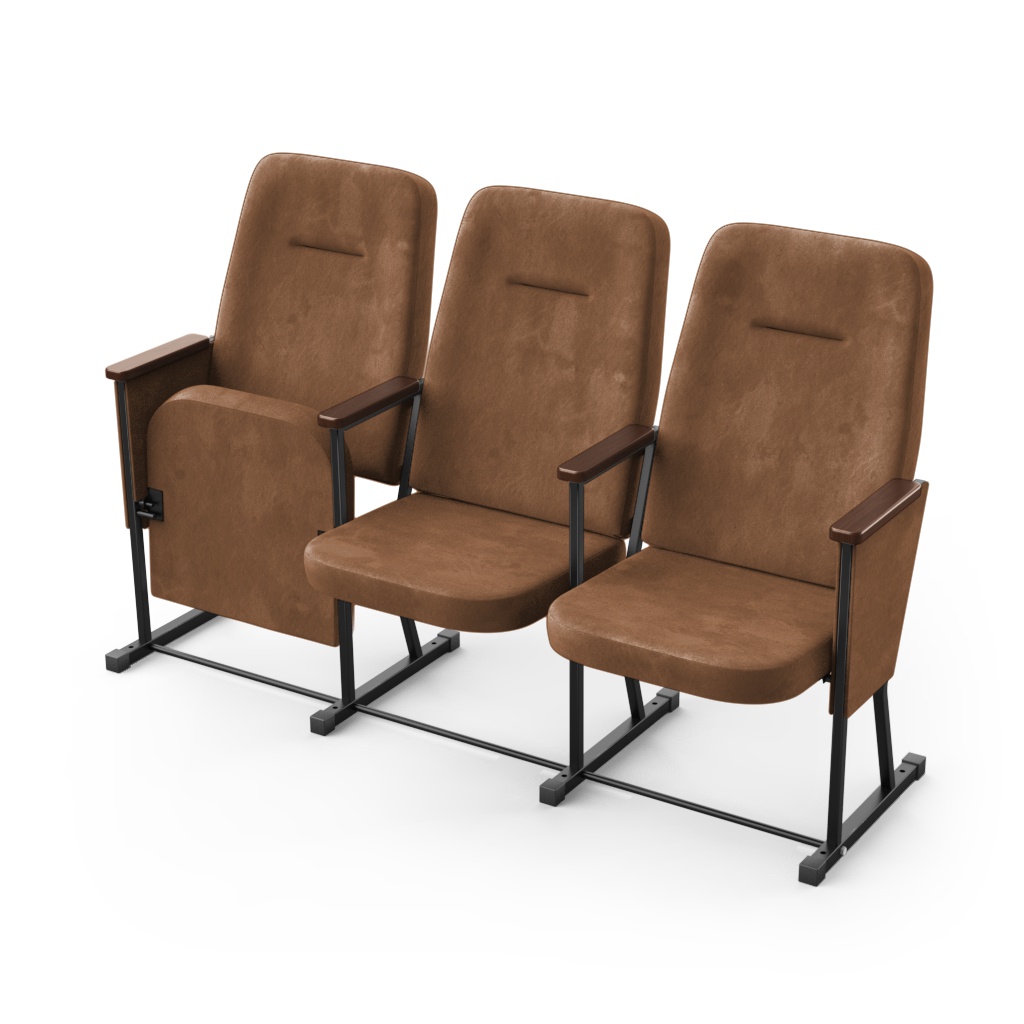 Крісло секційне ПРЕМ'ЄРА АКОРД-УНІВЕРСАЛ з дерев’яним підлокітником та фальшпанелями, 3 секції